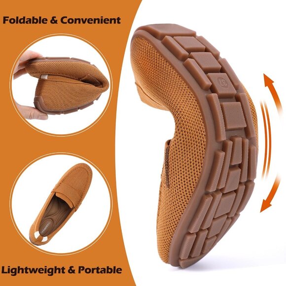 Zelaprox Women Brown Mesh Slip on Comfortable Foam Loafer Shoes Flat Shoes - Picture 5 of 8